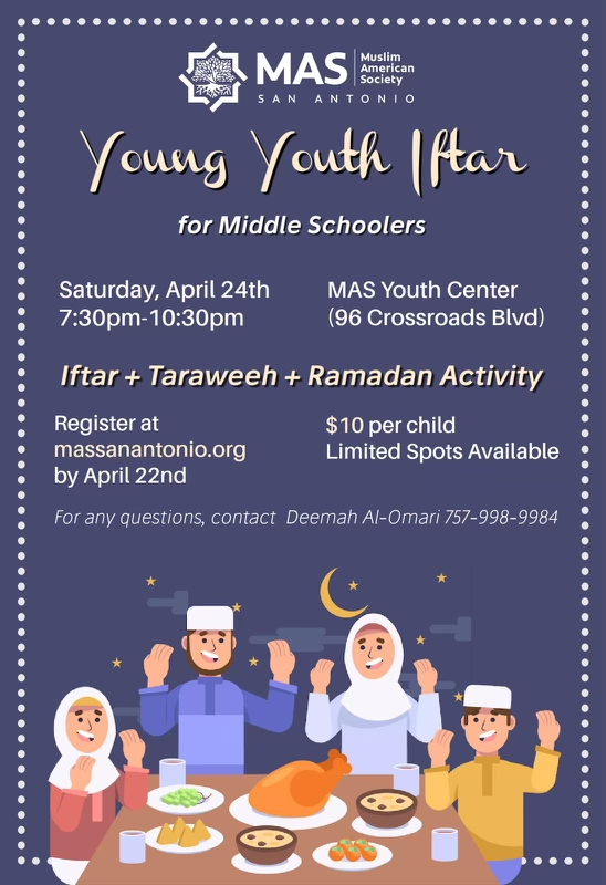 Young Youth Iftar Muslim American Society San Antonio